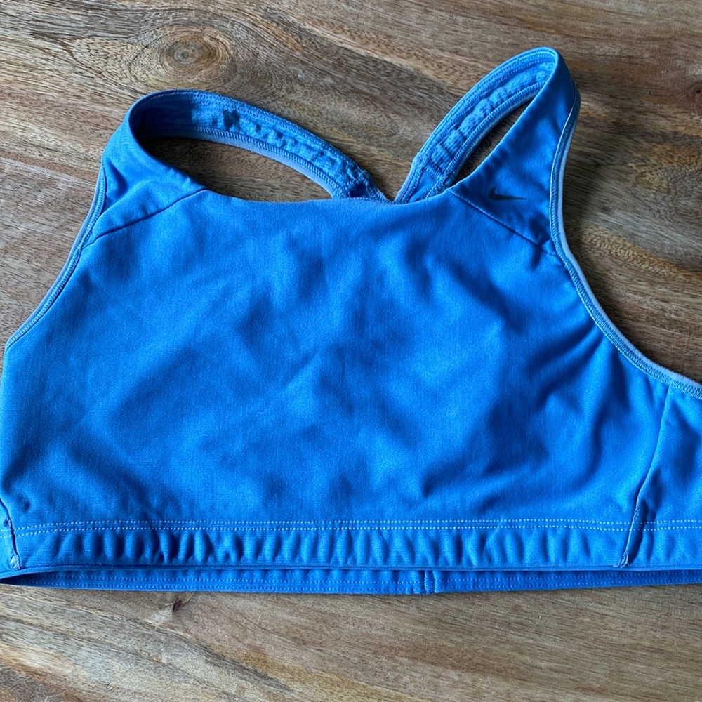 Blue Nike dri-fit sports bra